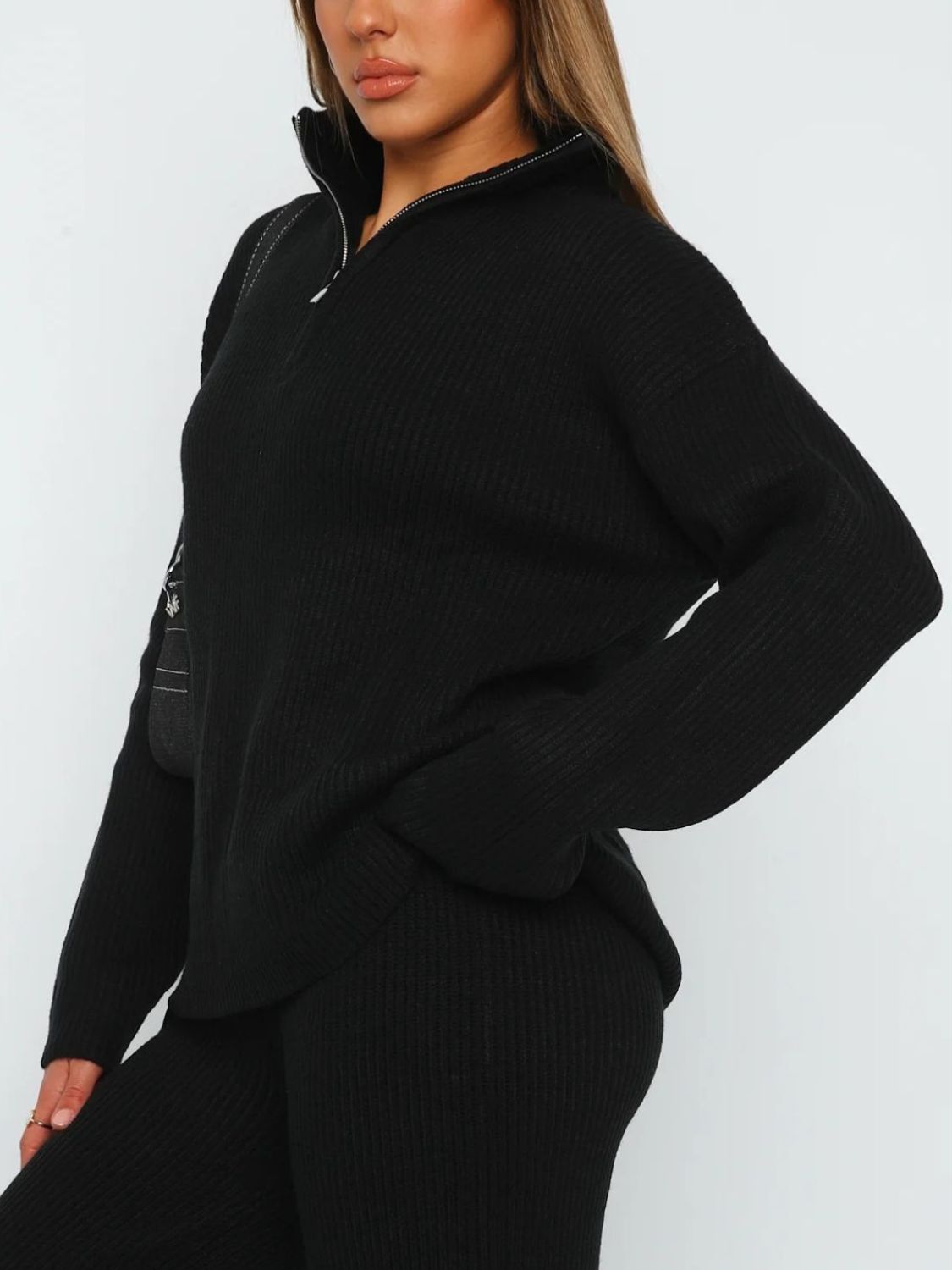 Quarter Zip Long Sleeve Top and Pants Set