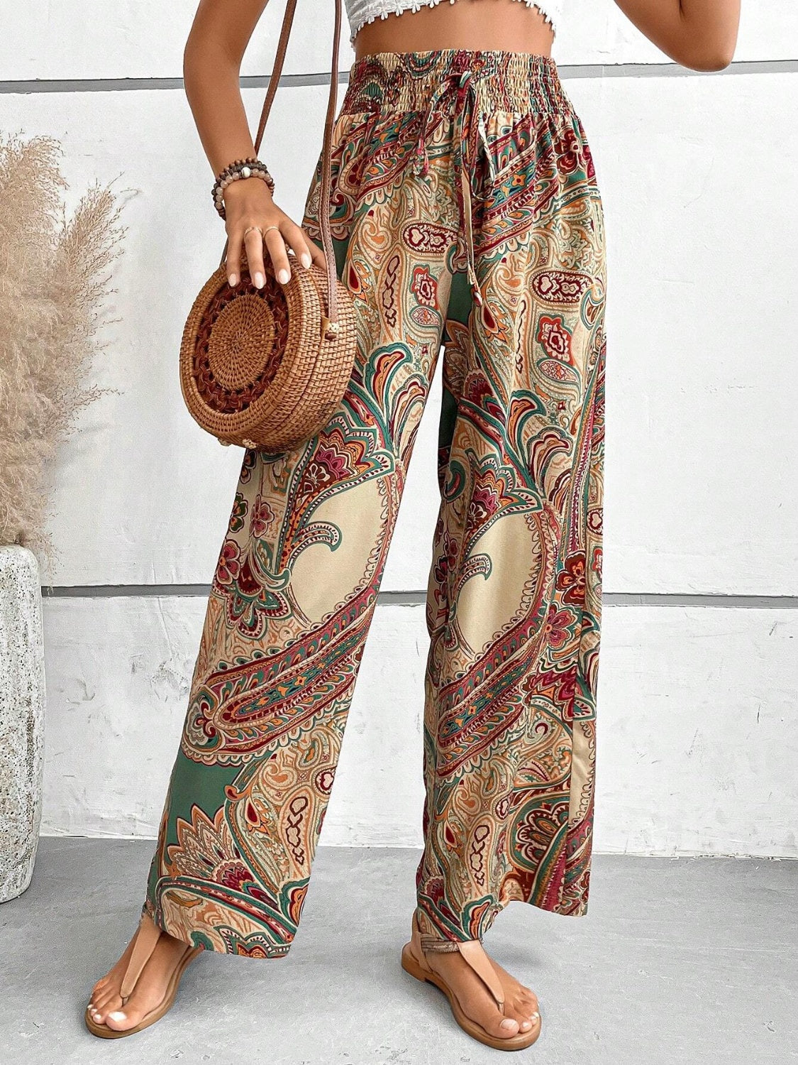 Printed Wide Leg Pants